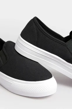 M&Co Pixiegirl Pixiegirl Black Canvas Slip On Flatform Trainers In Standard Fit><noscript><img width=