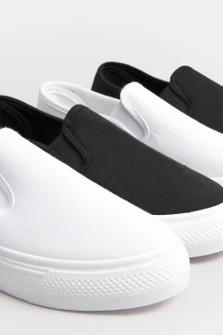 M&Co Pixiegirl Pixiegirl Black Canvas Slip On Flatform Trainers In Standard Fit><noscript><img width=
