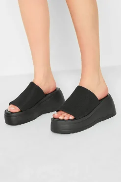 M&Co Pixiegirl Pixiegirl Black Wedge Platform Mule Sandals In Standard Fit>Women Flat Shoes