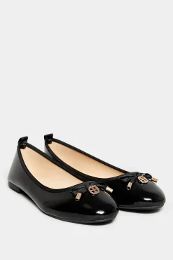 M&Co Pixiegirl Pixiegirl Black Patent Bow Charm Ballerina Pumps In Standard Fit>Women Flat Shoes