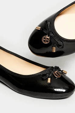 M&Co Pixiegirl Pixiegirl Black Patent Bow Charm Ballerina Pumps In Standard Fit><noscript><img width=
