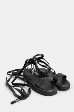 M&Co Pixiegirl Pixiegirl Black Ankle Tie Flatform Sandals In Standard Fit>Women Sandals