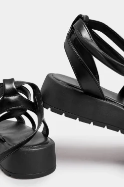 M&Co Pixiegirl Pixiegirl Black Ankle Tie Flatform Sandals In Standard Fit><noscript><img width=