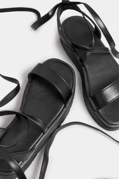 M&Co Pixiegirl Pixiegirl Black Ankle Tie Flatform Sandals In Standard Fit><noscript><img width=