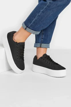 M&Co Pixiegirl Pixiegirl Black Canvas Platform Trainers In Standard Fit>Women Flat Shoes