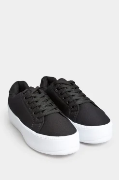 M&Co Pixiegirl Pixiegirl Black Canvas Platform Trainers In Standard Fit>Women Flat Shoes