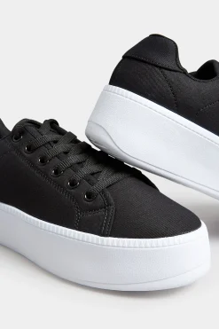 M&Co Pixiegirl Pixiegirl Black Canvas Platform Trainers In Standard Fit><noscript><img width=