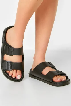 M&Co Pixiegirl Pixiegirl Black Two Buckle Sandals In Standard Fit>Women Flat Shoes