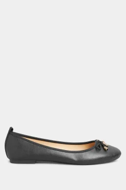 M&Co Pixiegirl Pixiegirl Black Faux Leather Bow Ballet Pumps In Standard Fit><noscript><img width=