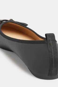 M&Co Pixiegirl Pixiegirl Black Faux Leather Bow Ballet Pumps In Standard Fit><noscript><img width=