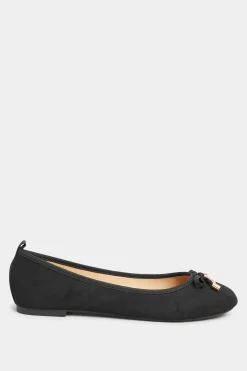 M&Co Pixiegirl Pixiegirl Black Faux Suede Bow Charm Ballet Pumps In Standard Fit><noscript><img width=