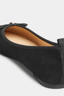 M&Co Pixiegirl Pixiegirl Black Faux Suede Bow Charm Ballet Pumps In Standard Fit><noscript><img width=