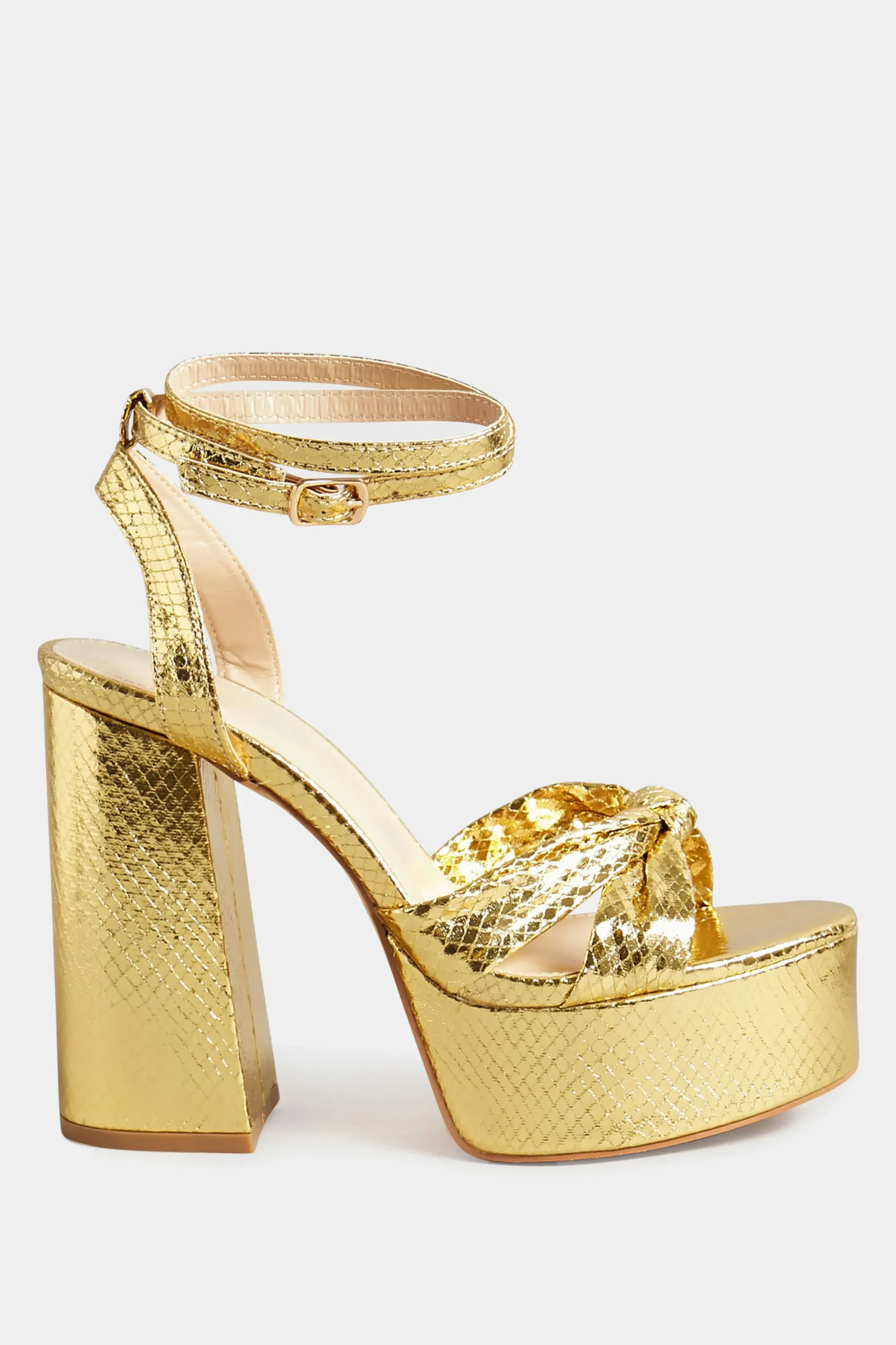 M&Co Pixiegirl Pixiegirl Gold Shine Platform Heels In Standard Fit>Women Heels