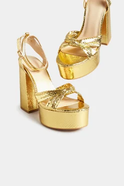 M&Co Pixiegirl Pixiegirl Gold Shine Platform Heels In Standard Fit><noscript><img width=