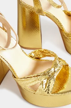 M&Co Pixiegirl Pixiegirl Gold Shine Platform Heels In Standard Fit><noscript><img width=