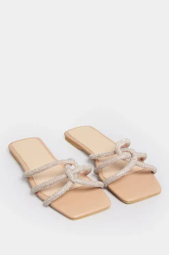 M&Co Pixiegirl Pixiegirl Nude Diamante Strap Mule Sandals In Standard Fit>Women Mules & Sliders