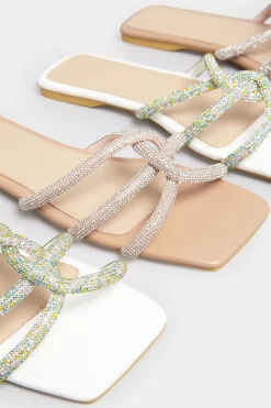 M&Co Pixiegirl Pixiegirl Nude Diamante Strap Mule Sandals In Standard Fit><noscript><img width=