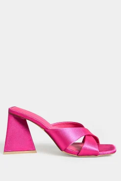 M&Co Pixiegirl Pixiegirl Pink Satin Crossover Heeled Mules In Standard Fit><noscript><img width=