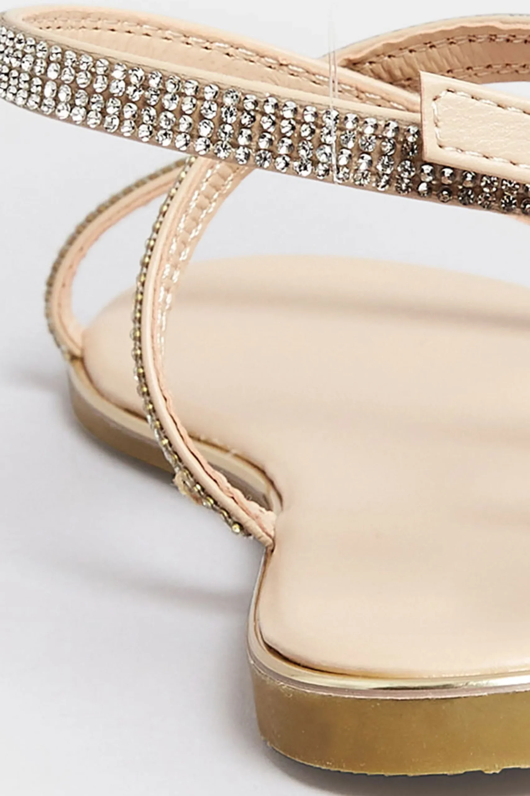 M&Co Pixiegirl Pixiegirl Rose Gold Diamante Sandals In Standard Fit>Women Flat Shoes