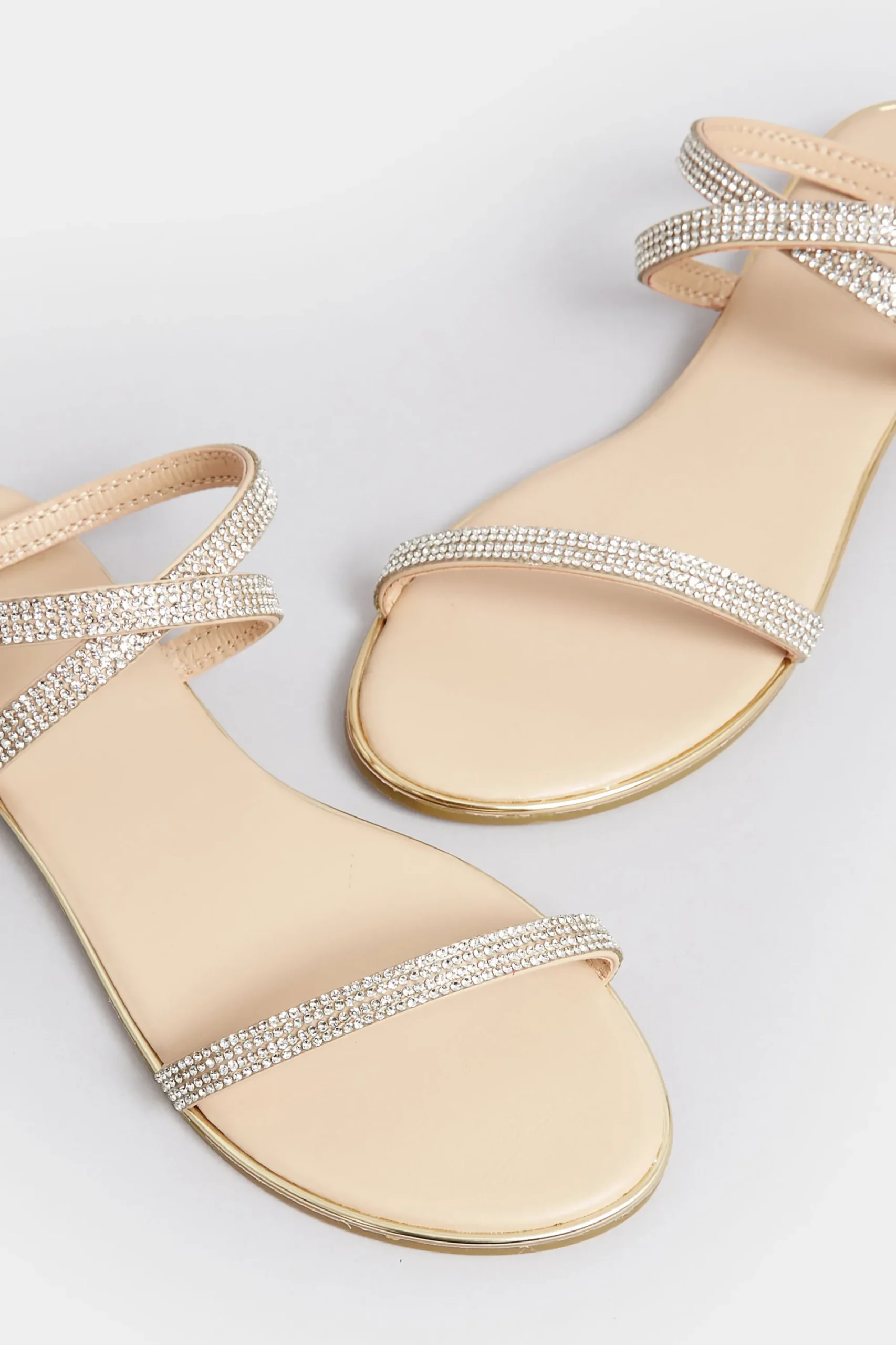 M&Co Pixiegirl Pixiegirl Rose Gold Diamante Sandals In Standard Fit>Women Flat Shoes
