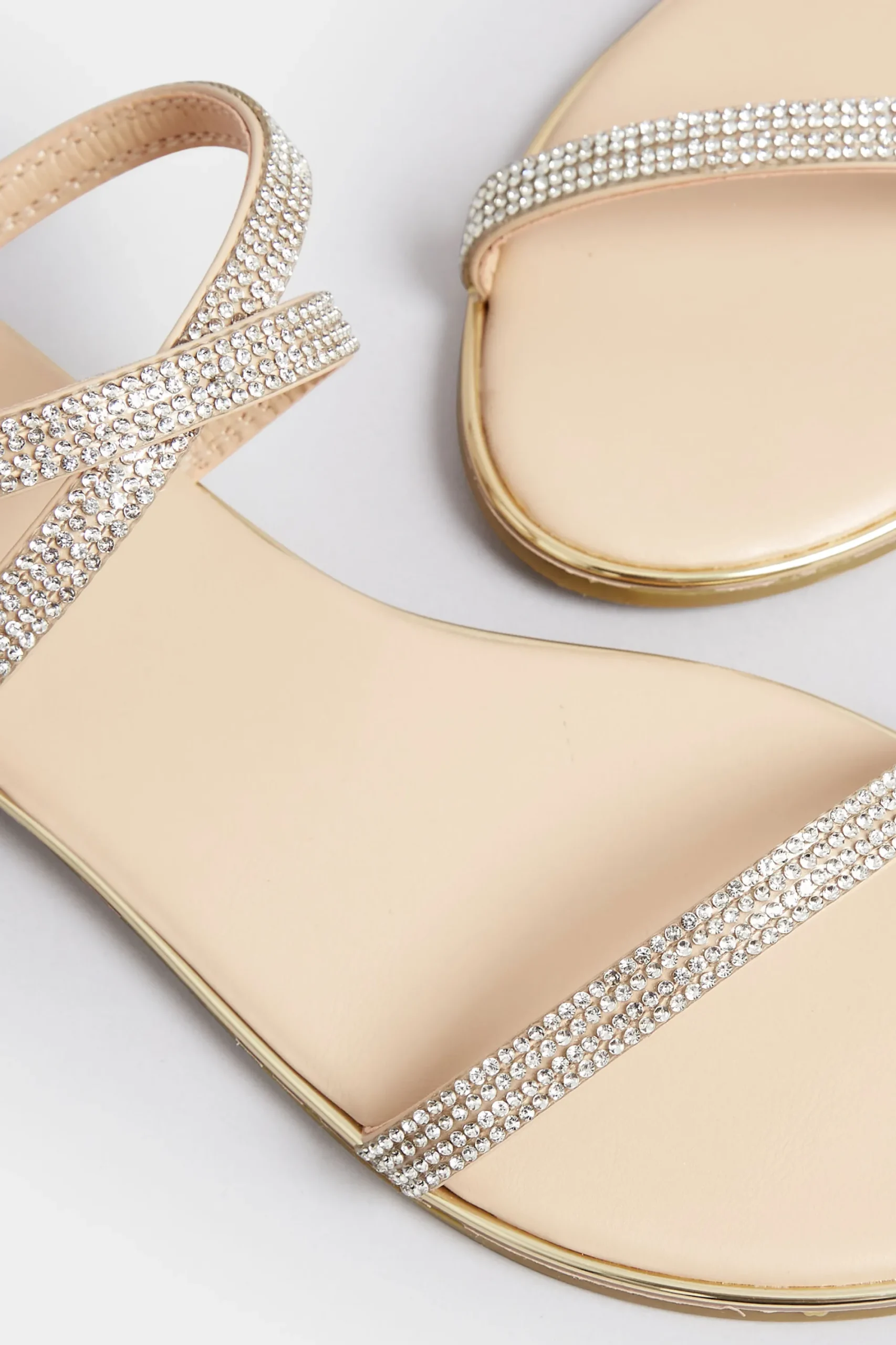 M&Co Pixiegirl Pixiegirl Rose Gold Diamante Sandals In Standard Fit>Women Flat Shoes