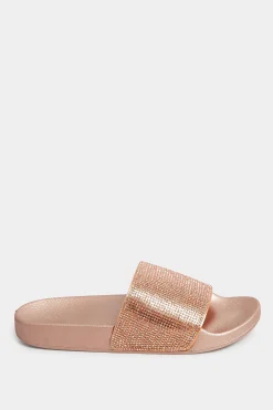 M&Co Pixiegirl Pixiegirl Rose Gold Diamante Sliders In Standard Fit><noscript><img width=