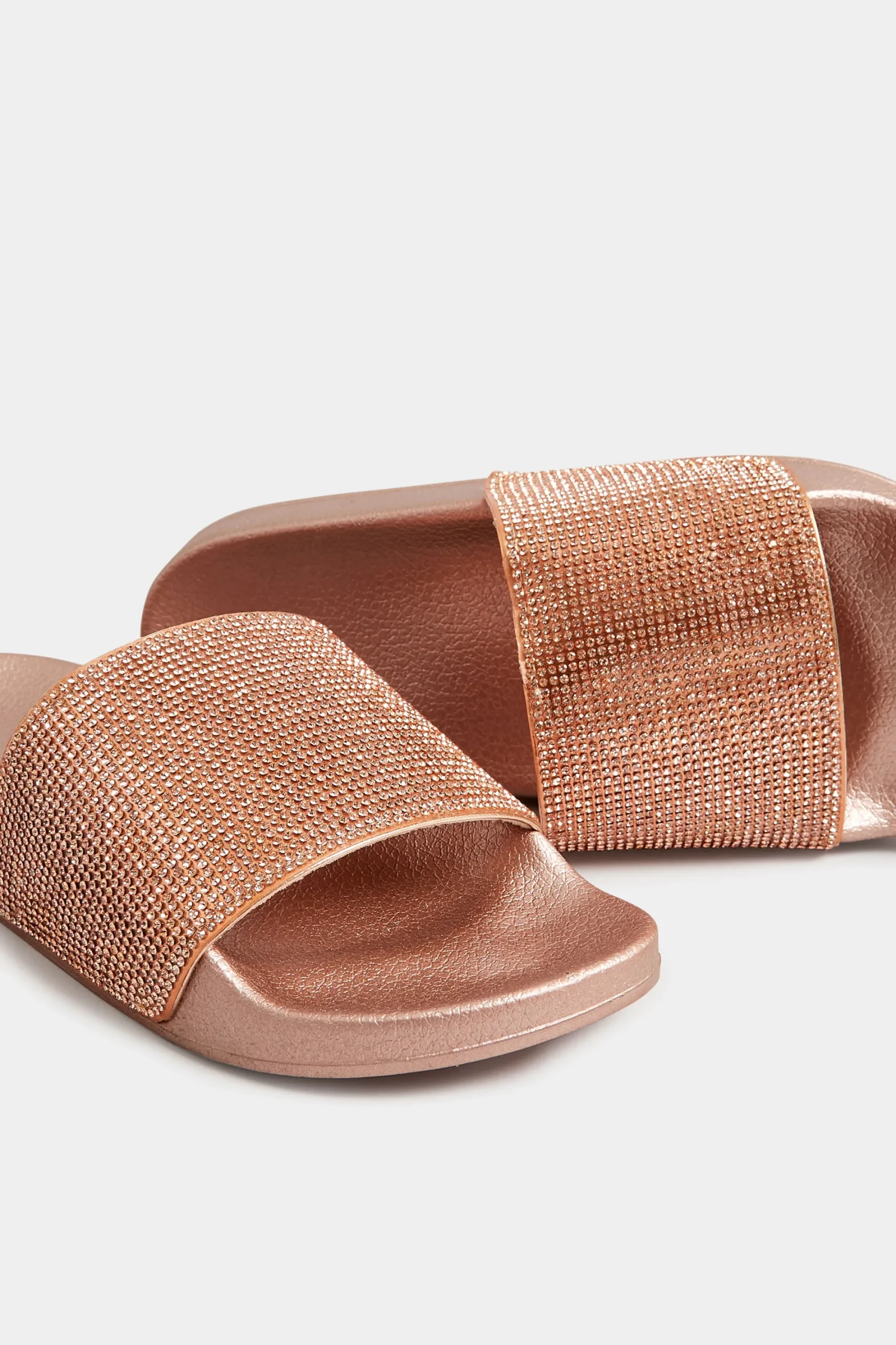 M&Co Pixiegirl Pixiegirl Rose Gold Diamante Sliders In Standard Fit>Women Sandals