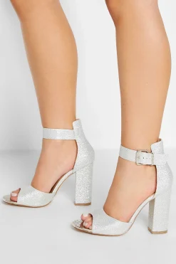 M&Co Pixiegirl Pixiegirl Silver Diamante Ankle Strap High Block Heels In Standard Fit>Women Heels