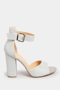 M&Co Pixiegirl Pixiegirl Silver Diamante Ankle Strap High Block Heels In Standard Fit><noscript><img width=