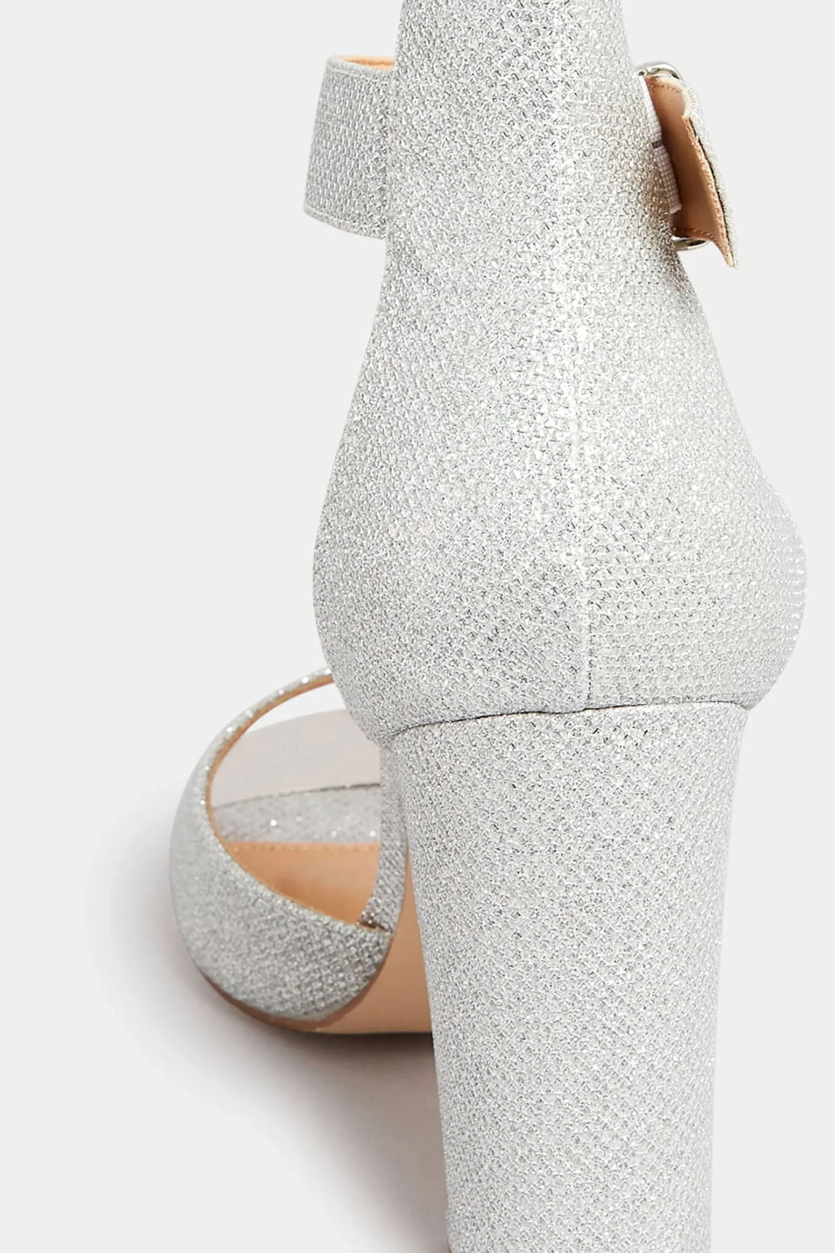 M&Co Pixiegirl Pixiegirl Silver Diamante Ankle Strap High Block Heels In Standard Fit>Women Heels