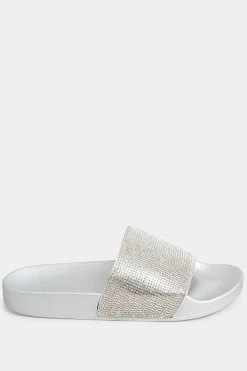 M&Co Pixiegirl Pixiegirl Silver Diamante Sliders In Standard Fit><noscript><img width=