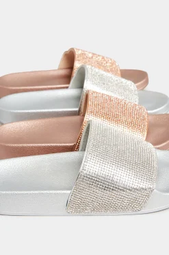 M&Co Pixiegirl Pixiegirl Silver Diamante Sliders In Standard Fit><noscript><img width=