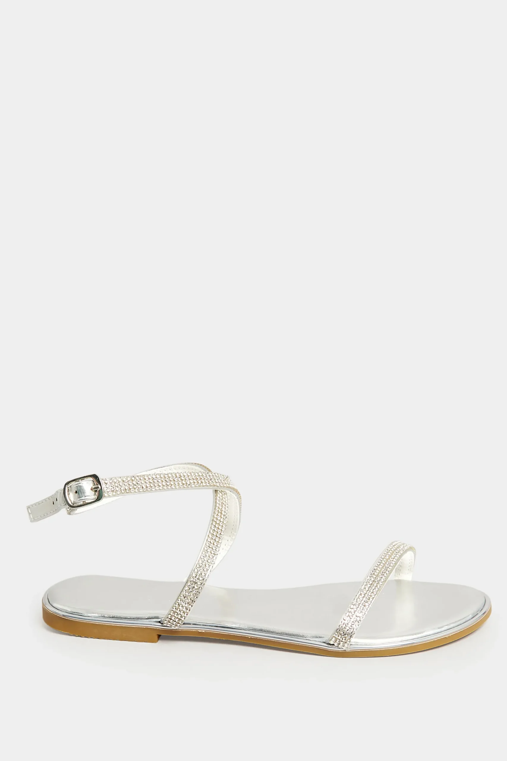 M&Co Pixiegirl Pixiegirl Silver Diamante Flat Sandals In Standard Fit>Women Flat Shoes
