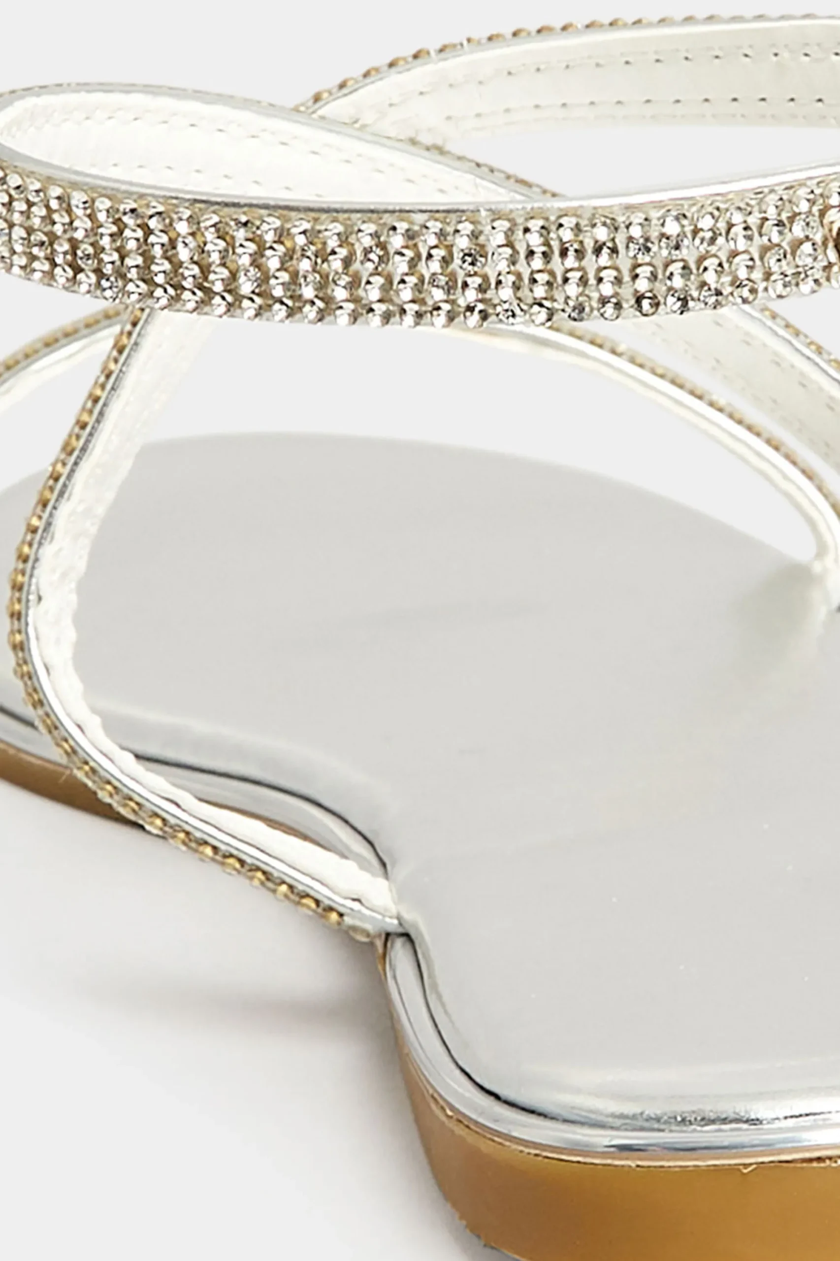 M&Co Pixiegirl Pixiegirl Silver Diamante Flat Sandals In Standard Fit>Women Flat Shoes