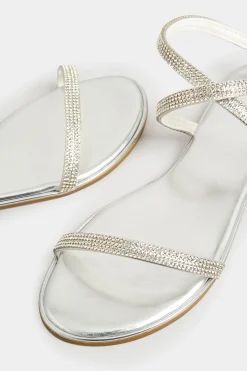 M&Co Pixiegirl Pixiegirl Silver Diamante Flat Sandals In Standard Fit><noscript><img width=