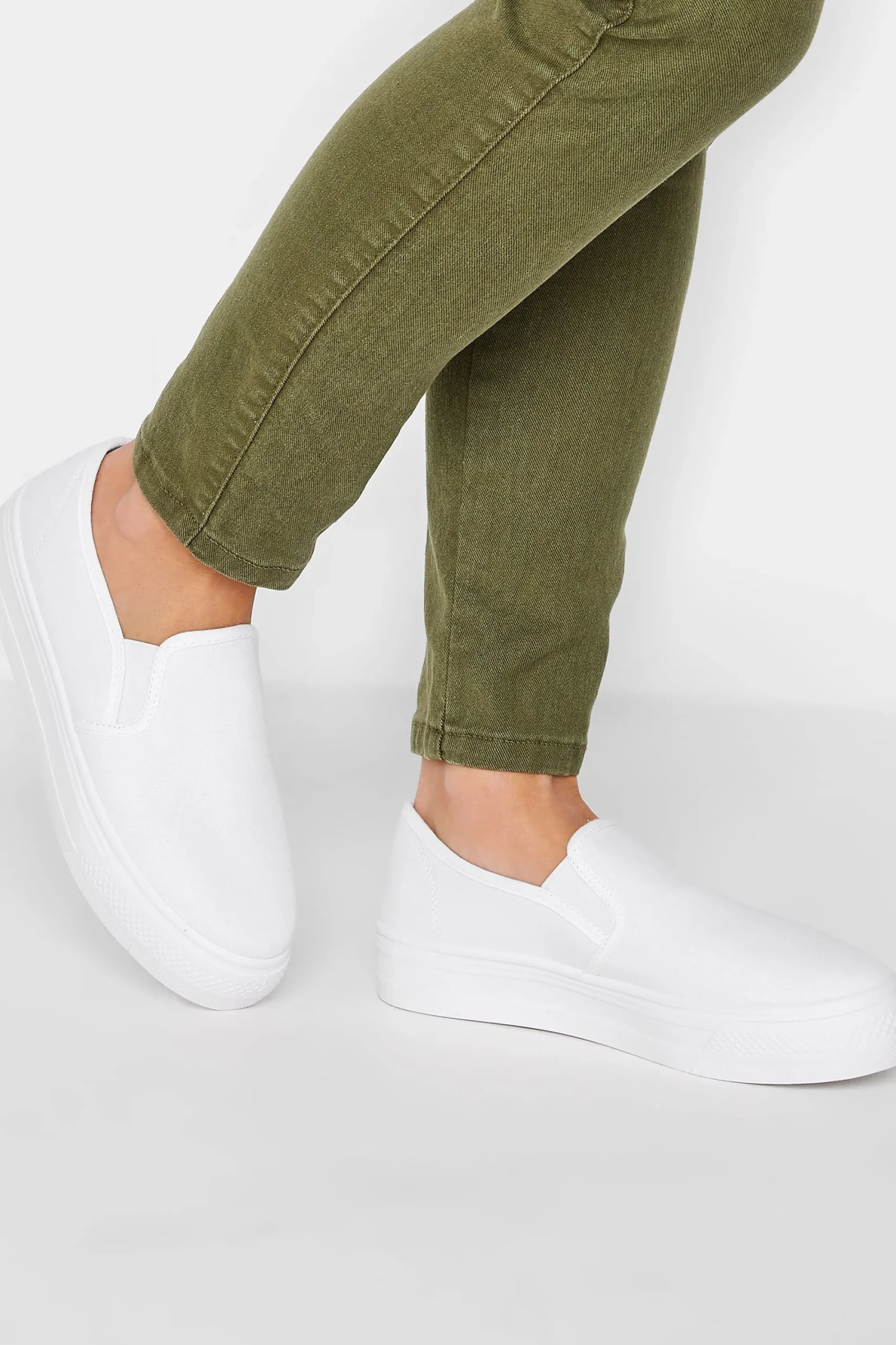 M&Co Pixiegirl Pixiegirl White Canvas Slip On Flatform Trainers In Standard Fit>Women Flat Shoes