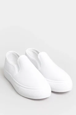 M&Co Pixiegirl Pixiegirl White Canvas Slip On Flatform Trainers In Standard Fit>Women Flat Shoes
