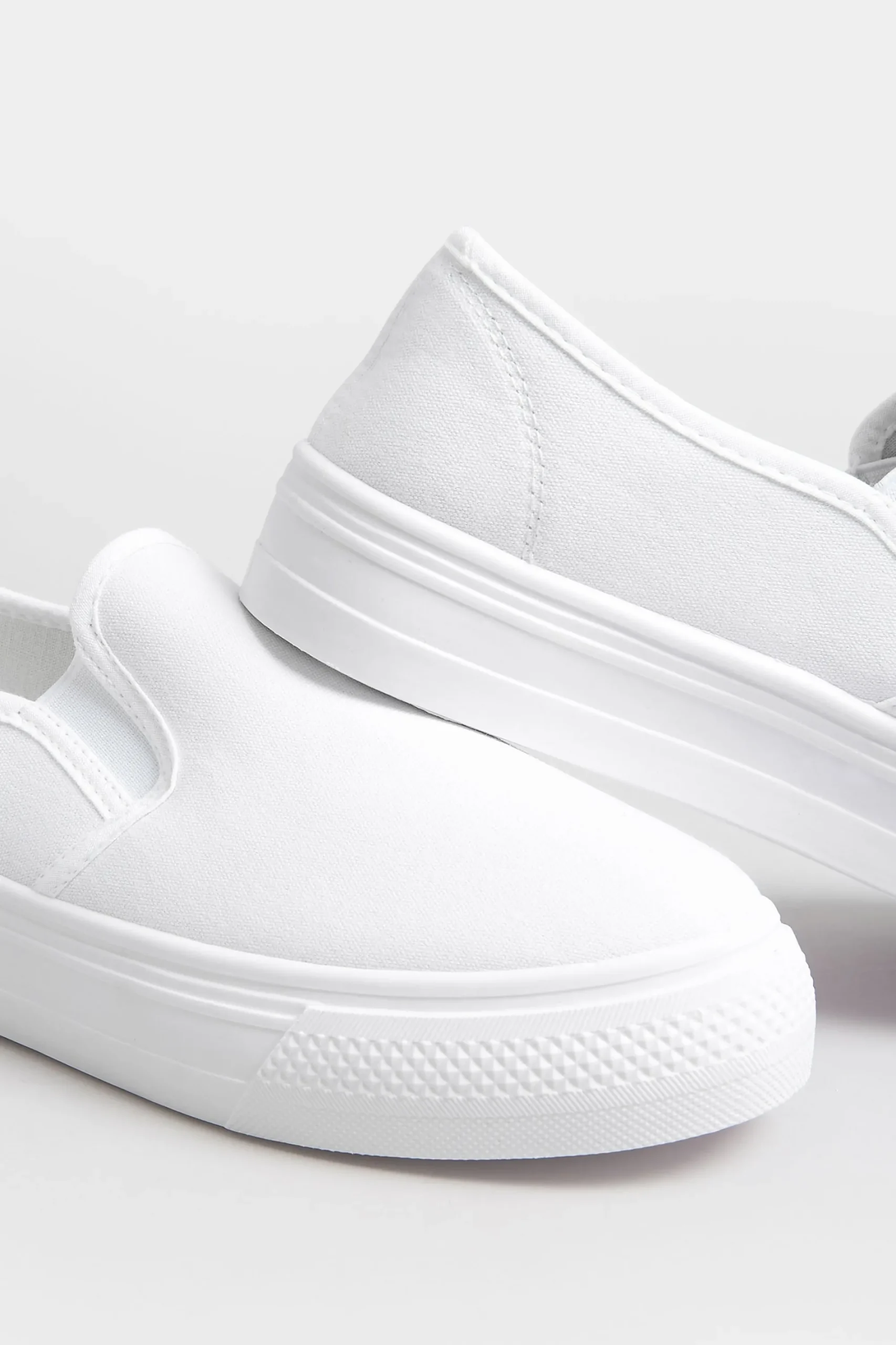 M&Co Pixiegirl Pixiegirl White Canvas Slip On Flatform Trainers In Standard Fit>Women Flat Shoes