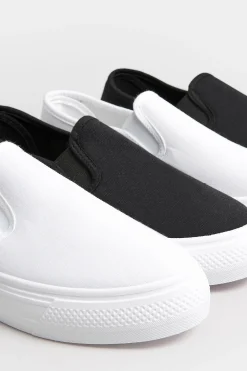 M&Co Pixiegirl Pixiegirl White Canvas Slip On Flatform Trainers In Standard Fit><noscript><img width=