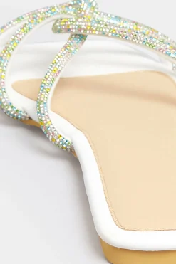 M&Co Pixiegirl Pixiegirl White Diamante Strap Mule Sandals In Standard Fit><noscript><img width=
