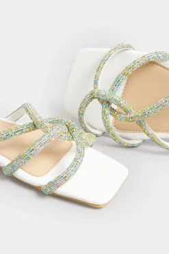 M&Co Pixiegirl Pixiegirl White Diamante Strap Mule Sandals In Standard Fit><noscript><img width=