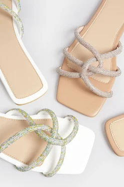 M&Co Pixiegirl Pixiegirl White Diamante Strap Mule Sandals In Standard Fit><noscript><img width=