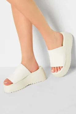 M&Co Pixiegirl Pixiegirl White Wedge Platform Mule Sandals In Standard Fit>Women Flat Shoes