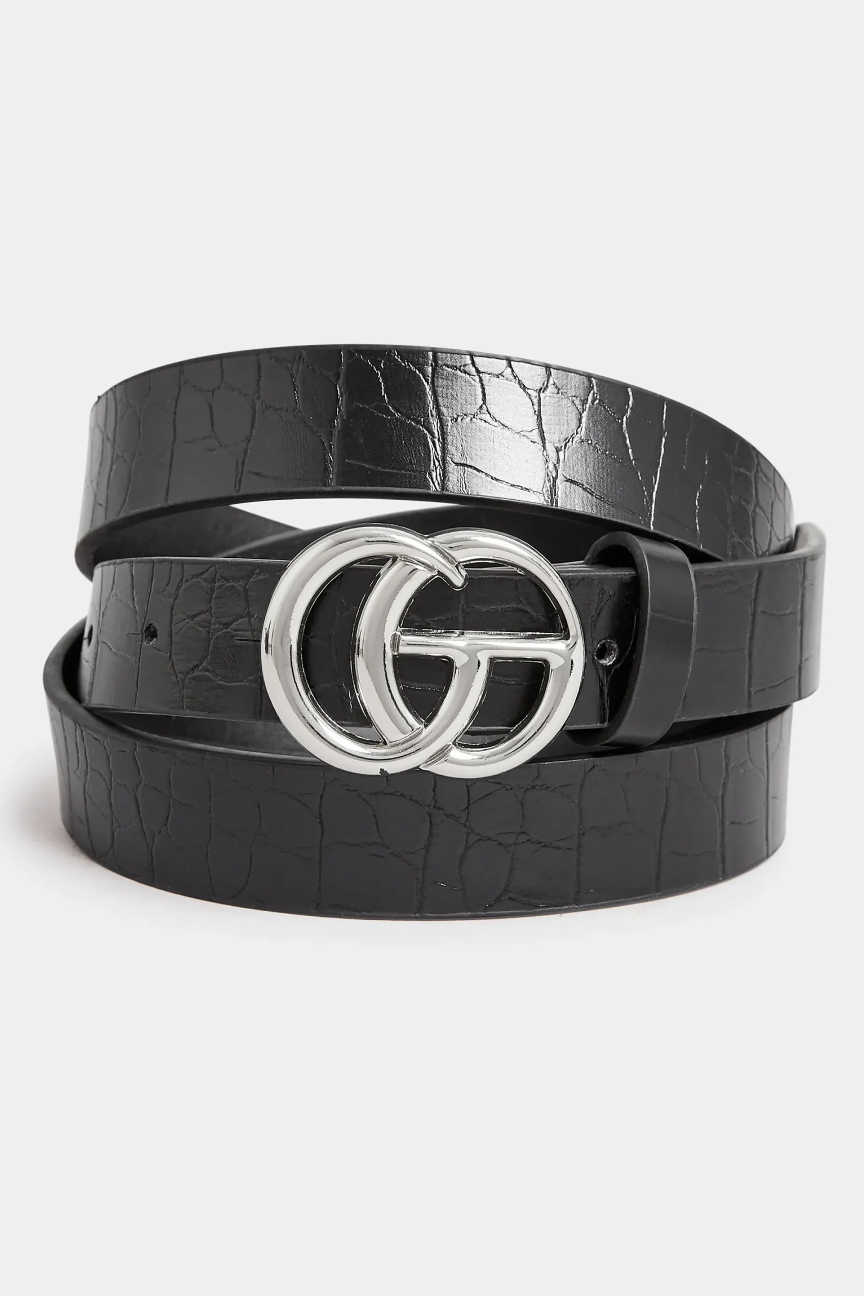 M&Co Yours Yours 2 Pack Black & Croc Print Initial Logo Belts>Women Belts