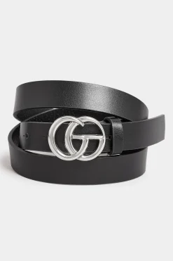 M&Co Yours Yours 2 Pack Black & Croc Print Initial Logo Belts><noscript><img width=