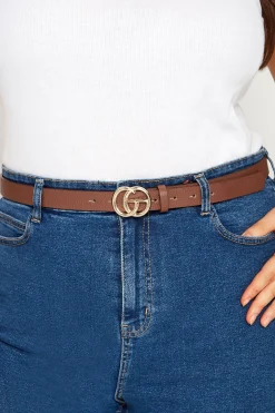 M&Co Yours Yours 2 Pack Black & Brown Double Hoop Belts>Women Belts