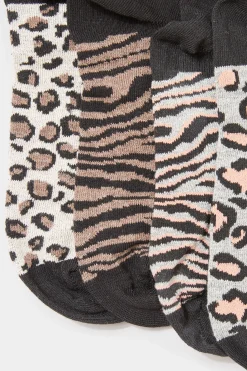 M&Co Yours Yours 4 Pack Black Animal Print Footbed Socks><noscript><img width=