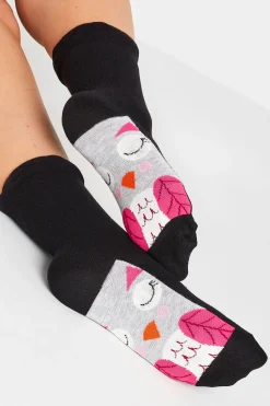 M&Co Yours Yours 4 Pack Black Animal Print Footbed Socks><noscript><img width=