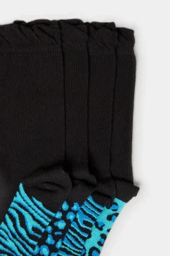 M&Co Yours Yours 4 Pack Black Animal Print Footbed Ankle Socks><noscript><img width=