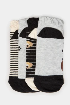 M&Co Yours Yours 4 Pack Black Dog Print Trainer Liner Socks><noscript><img width=